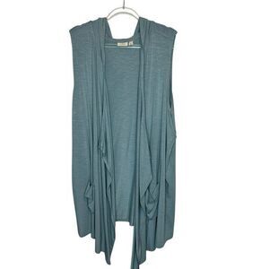 LOGO Lori‎ Goldstein Size 3X Sleeveless Open Front Hooded Cardigan Jersey Knit